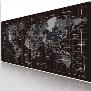 Large Keyboard Gaming Mouse Pad Black World Map Mouse Pad